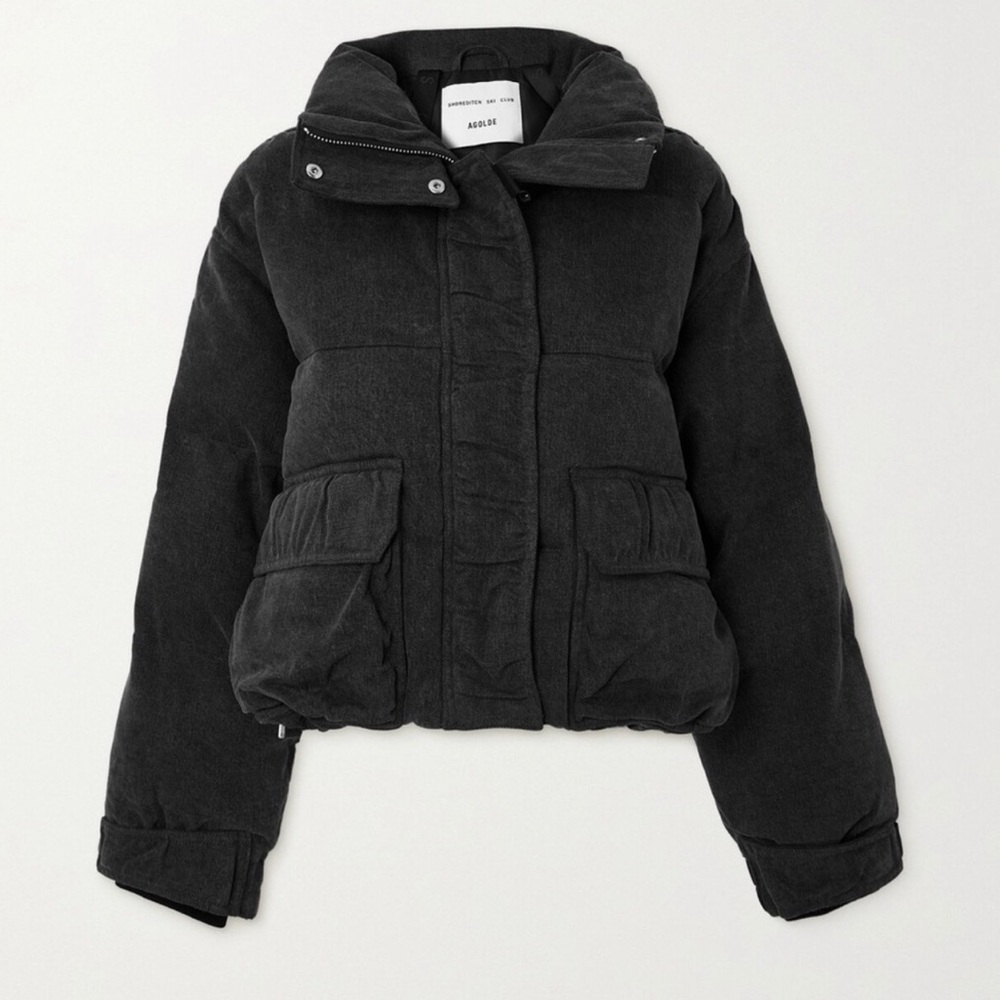 AGOLDE Relaxed 
Nova Denim Puffer In Marbled Blk (washed BIk) Puffer Jacket XS
